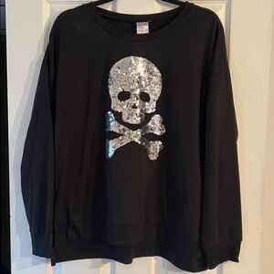 Black sequin skull sweater